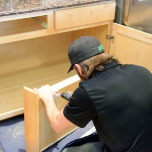 Custom rollout drawer installation